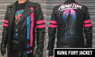 Kung Fury Leather Retrowave Jacket